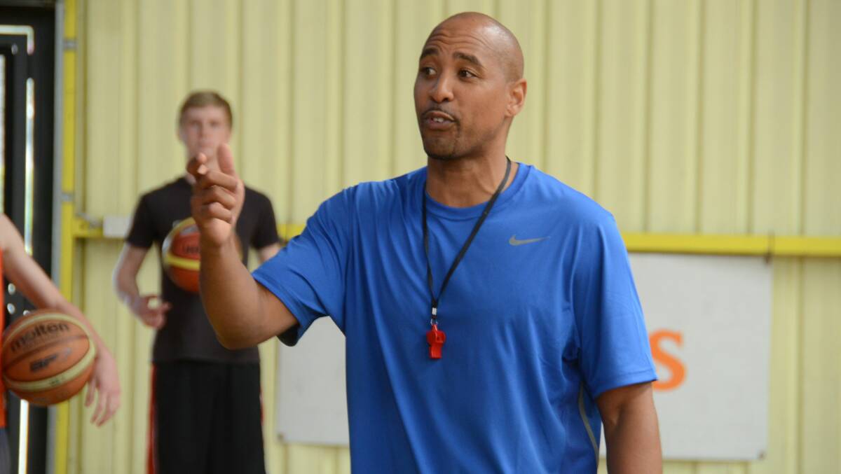 CJ Bruton directing a coaching clinic in Taree last year. He'll be here with the Brisbane Spartans on March 28 and 29.