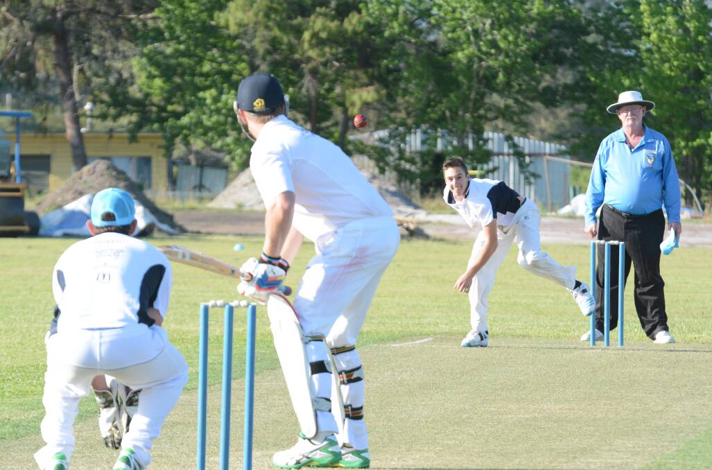 Taree West's Dean Mills bowling in a Manning first grade match against Wingham. He has been named in the Manning under 19 side for Sunday's match against Gloucester.