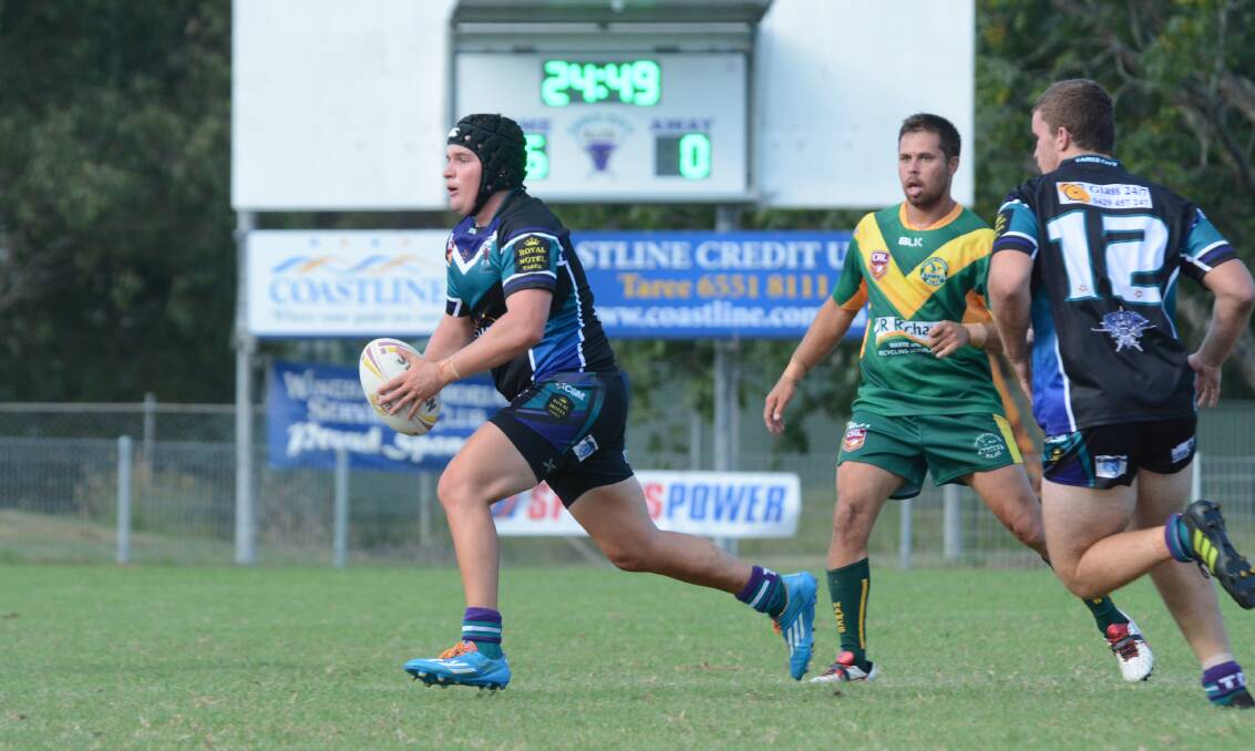 Taree City halfback Sam Murray races into open spaces in the clash against Forster-Tuncurry at the Jack Neal Oval. The Bulls won 52-0.