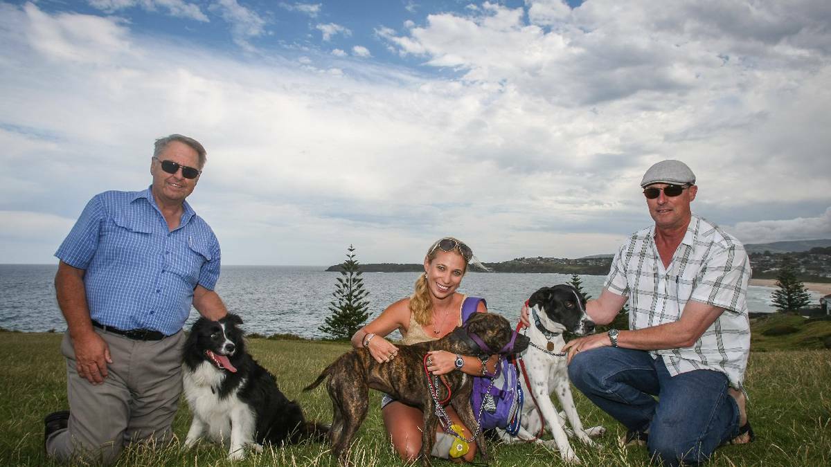 Kiama Canine Capers have been meeting on the dog off-leash area on Sunday afternoons for the past two-three months. Ian Hornsby with Angel, Jaye Leah with Jezabelle and David Arcus with Misty.