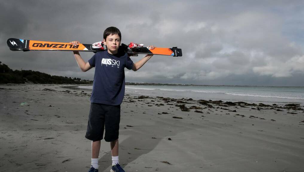 Finn Bowes, 12 of Port Fairy, has been selected to represent Australia at a junior ski event in the USA. Picture ROB GUNSTONE