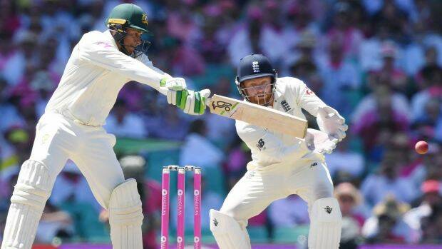In control: Usman Khawaja guides the ball away during his epic knock. Photo: AAP
