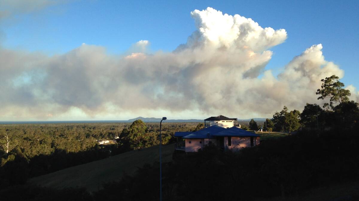 This photograph was taken from Tallwoods looking south to Forster at about 4.15pm today.
