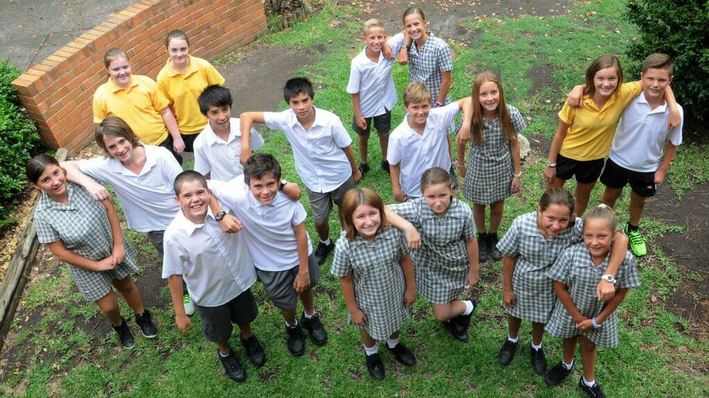 Taree High's twin sets: (Back row) Abby and Zoe Ladmore, Bree and Drew Pensini, Harrison and Renae Wesley, (middle) Oshen and Sage Stewart, Samuel and Benjamin Moss, Zoe and Daniel Stevens, (front) Hayden and Callum Jones, Allie and Sarah Hudson and Bree and Chloe Pollock.