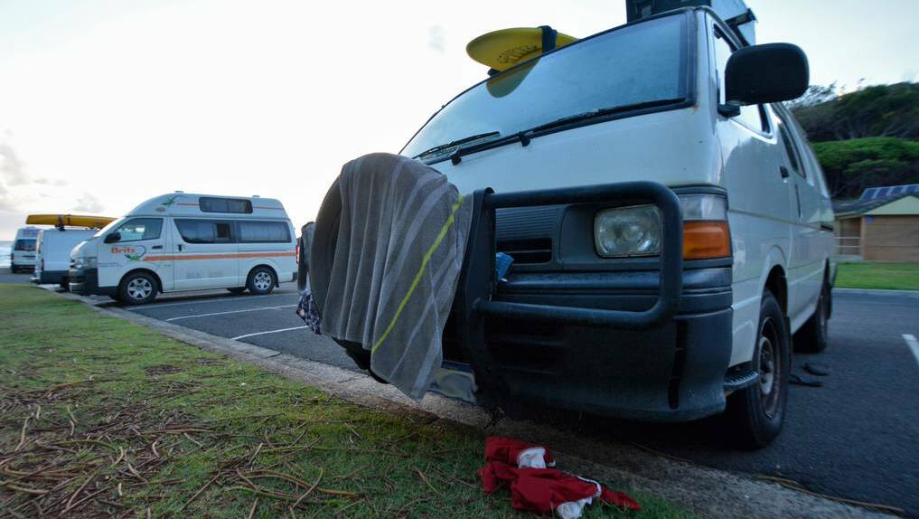 Several backpackers and tourists have set up shop at Shelly Beach, sleeping in their cars, tents and camper vans to avoid paying for accommodation.