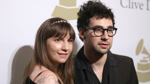 Lena Dunham and her ex boyfriend Jack Antonoff pose together last year. Photo: AAP
