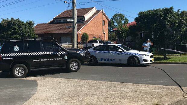 Police blocked off a section of Eddy Street, Merrylands after the fatal shooting. 