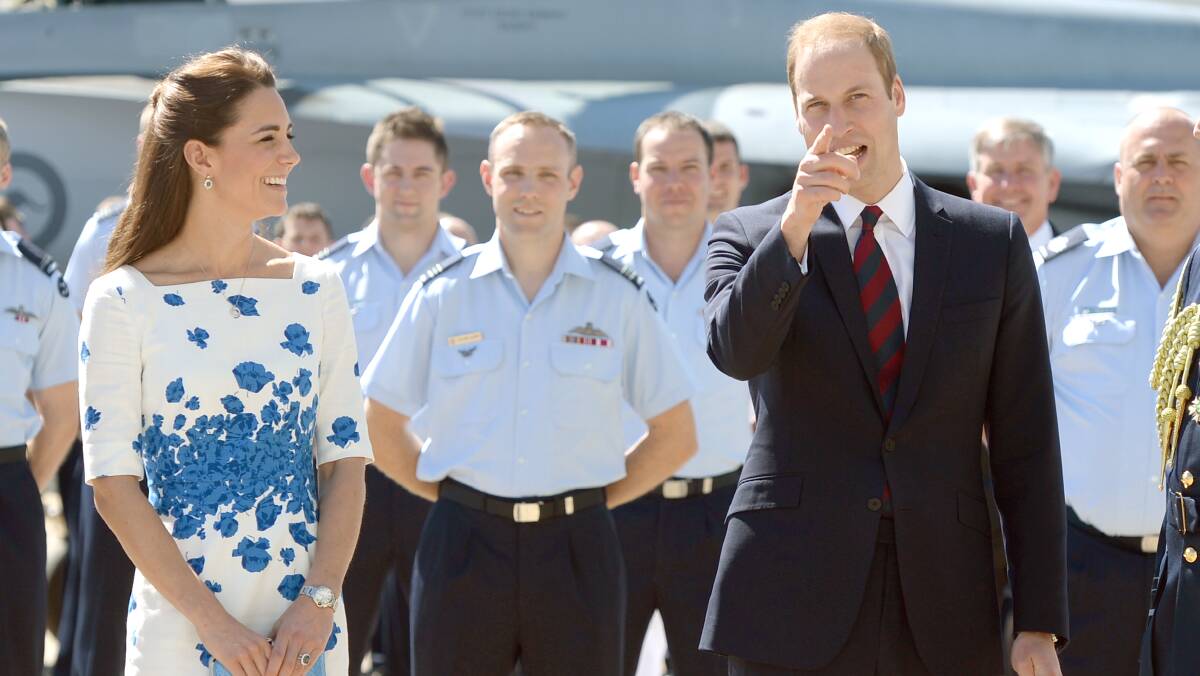 Catherine, Duchess of Cambridge and Prince William, Duke of Cambridge arrive at the Royal Australian Airforce Base at Amberley on April 19, 2014 in Brisbane, Australia. The Duke and Duchess of Cambridge are on a three-week tour of Australia and New Zealand, the first official trip overseas with their son, Prince George of Cambridge. Photo: Anthony Devlin - Pool/Getty Images.