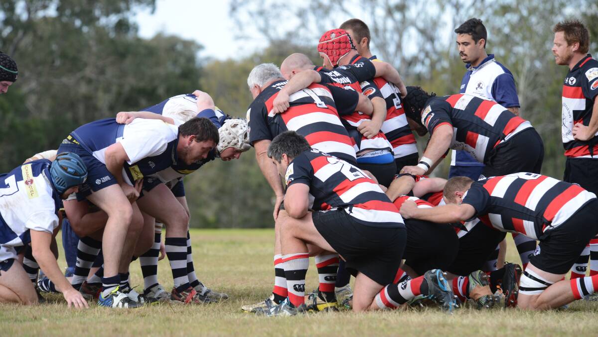 Manning River and Gloucester pack a scrum in last weekend's finals match.