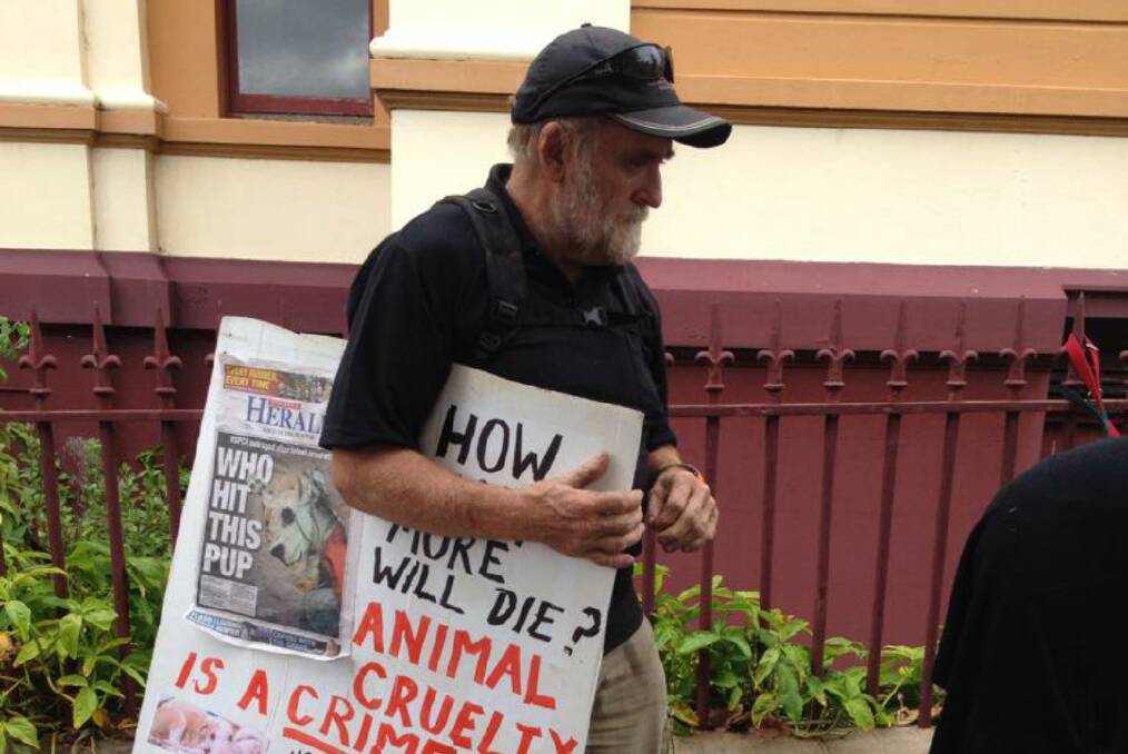 Protesters outside Newcastle Local Court. Picture by Jessica Brown
