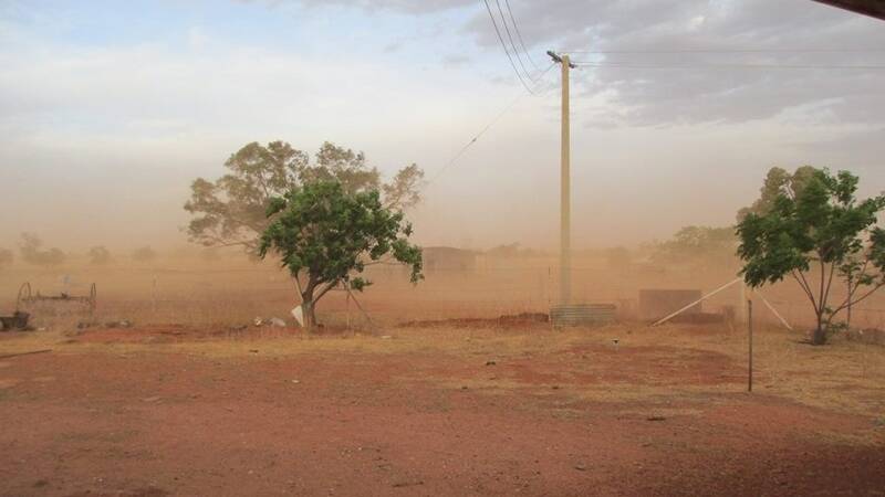 Dust is part of everyday life for people like James Rogers and Jody Fraser, who work on a property near Cobar. Picture: Jody Fraser