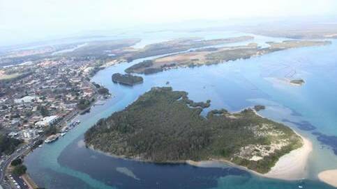 This aerial photo shows the promising recovery of Miles Island, Forster.