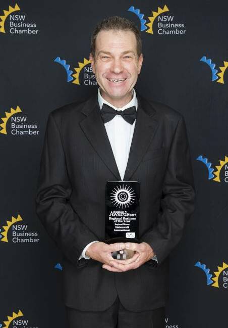 Colin accepted the business of the year and excellence in export award at the Mid North Coast Regional Business Awards. Photo: NSW Business Chamber.