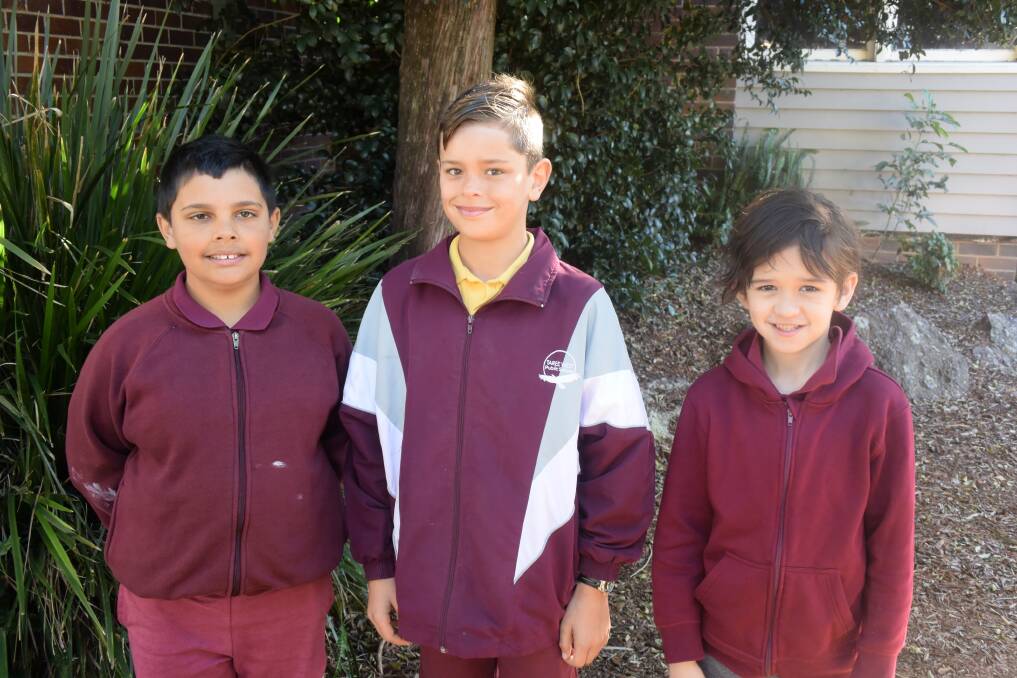 Finalists: The film entered by Taree West Public School stars Benjalli Sky, Connor Humphreys and Luikas Perkins. Voting closes August 7. Photo: Rob Douglas. 
