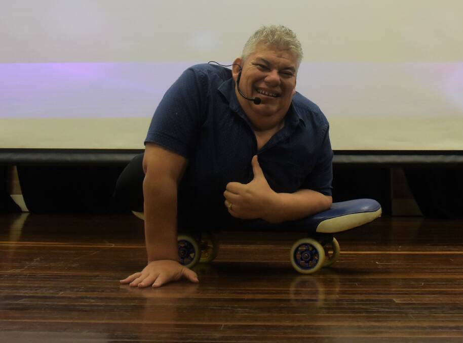 Encouraging youth: John Coutis spoke to all Chatham High School students on his visit to Taree. Photo: Rob Douglas. 