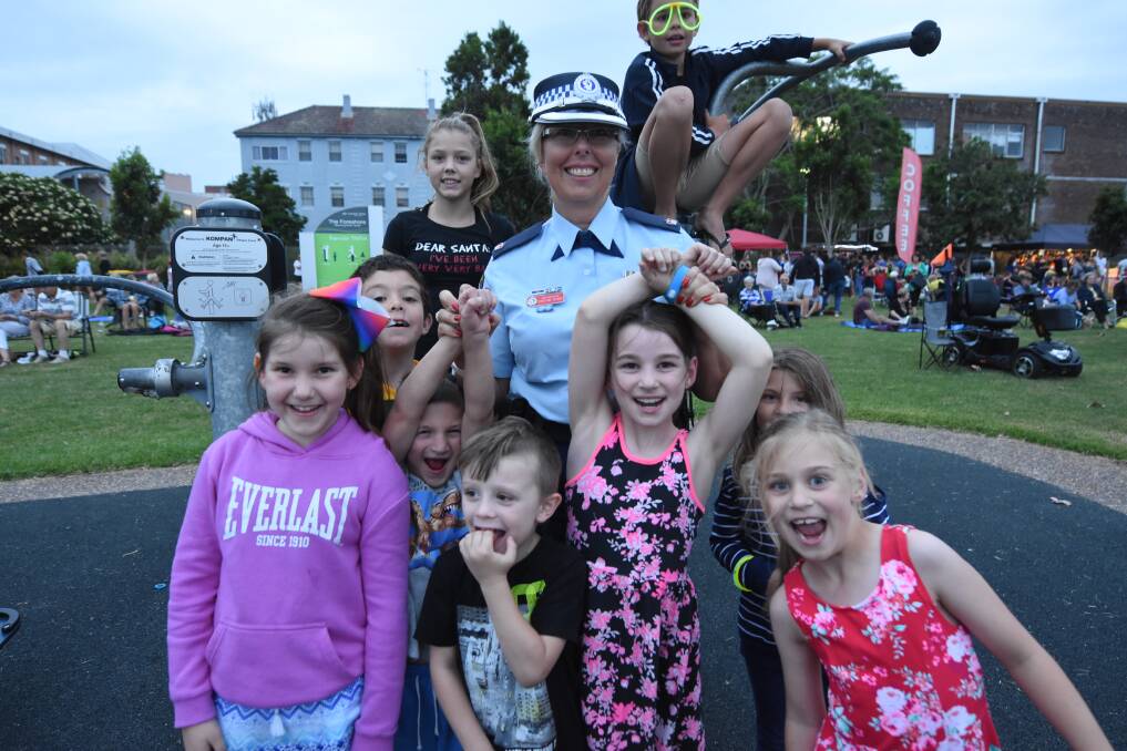 Chief Inspector Christine George with children at the fireworks.