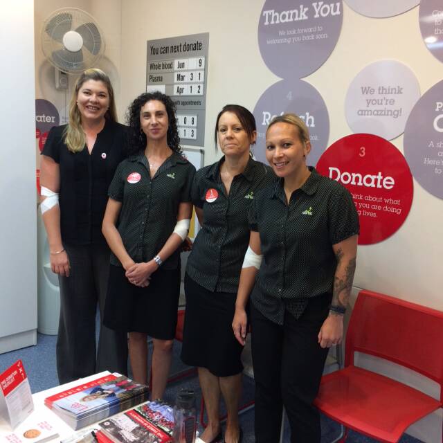 A good cause: NORTEC Taree's Annette Silley, Joanne Ford, Andre Sharpe and Skye Cumberland have joined the Red Cross Blood Bank's Red25 program.