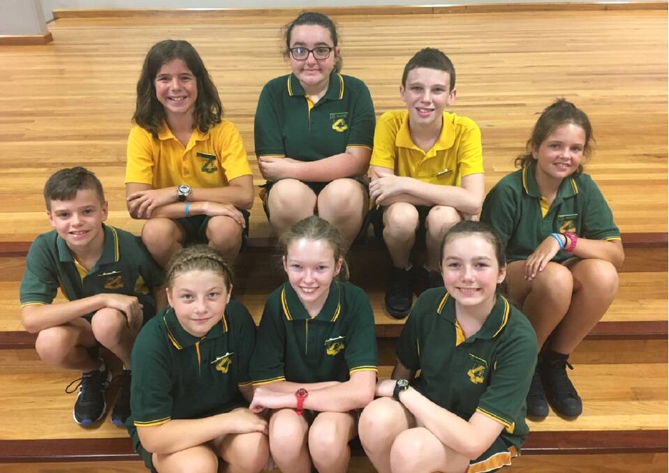 New leaders: Captain Brady Cross, vice captain Chloe Hayes, prefect Connor McGlinchy, vice captain Ethan Armstrong, prefect Tameca Scott, captain Molly Wilson and prefects Madison Keys and Amali Hay.