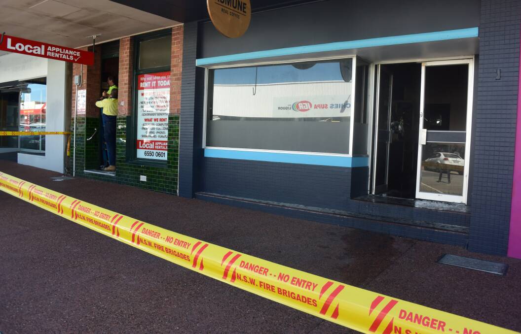 The Komune coffee shop was damaged after a fire broke out. Photo: Rob Douglas. 