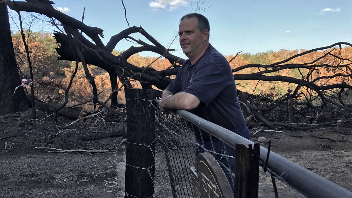 Devastating: RFS Mid Coast District deputy captain Steve Taylor in the heart of Pappinbarra after the fires. Photo: Matt Attard