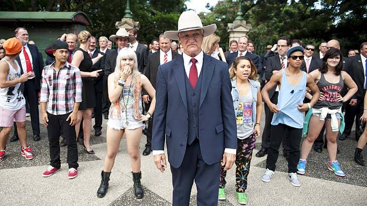 Bob Katter and supporters rally at a Parliament House flash mob last year.