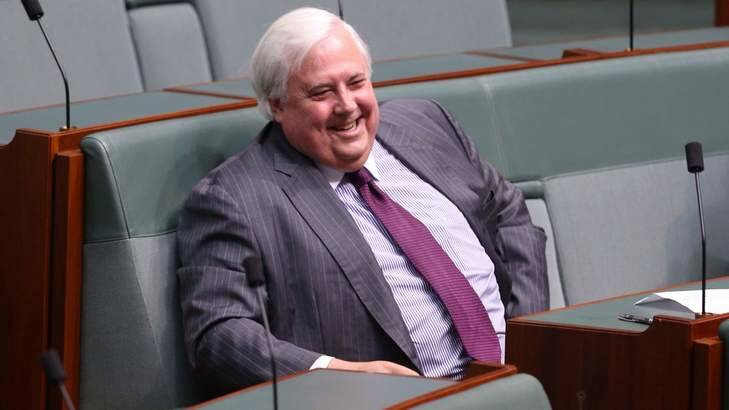 Clive Palmer endorsed the decision of his party's lead WA candidate, Zhenya ‘Dio’ Wang, to come out in support of the 20 per cent renewable energy target, currently under review by the Abbott government. Photo: Andrew Meares
