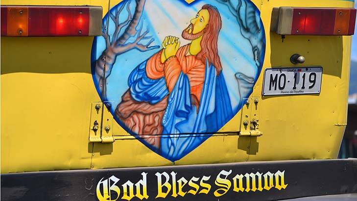 Some Samoan buses are named after musical and religious figures.