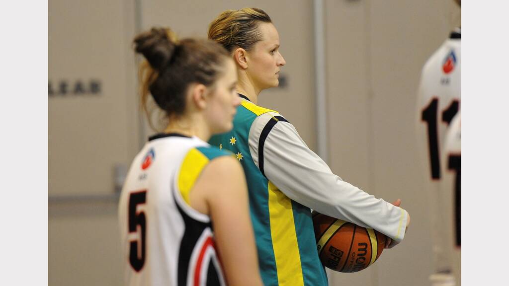 Australian Opals Basketball camp in  Ballarat. Tessa Lavey, Jenny Screen. Picture Lachlan Bence  