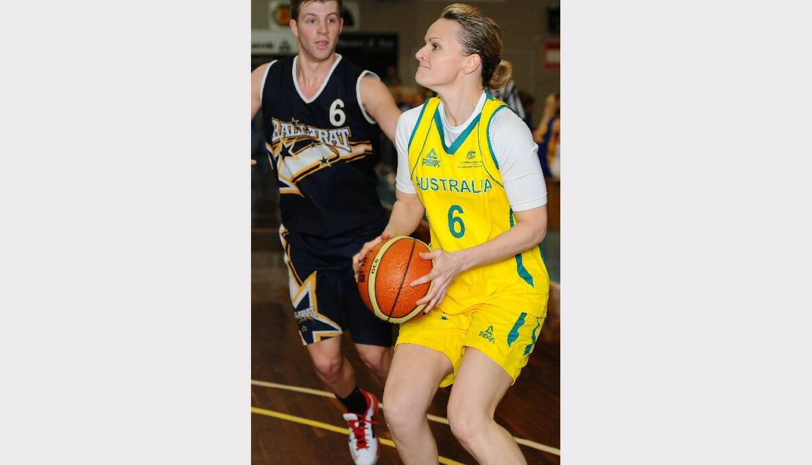 Australian Opals practice game against the Miners Big V youth championships team. Miners Youth- Ash Constable and Opals- Jenni Screen. PICTURE: KATE HEALY.