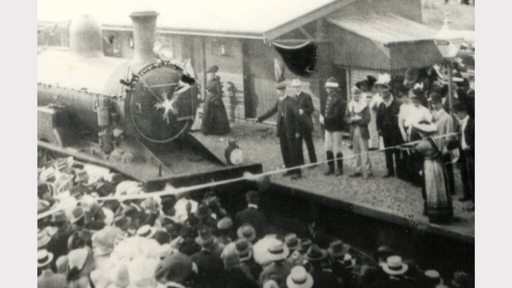 Celebrating the arrival of the "iron road" at Taree Railway Station in 1913 - Manning Valley Historical Society photo.