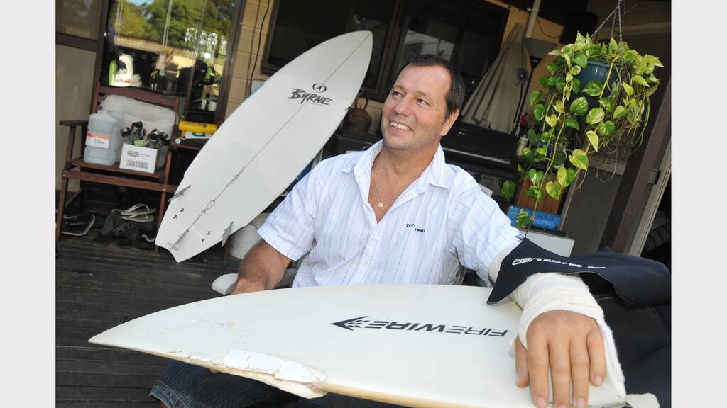 Coopernook's Dave Pearson was attacked by a shark at south side Crowdy in March 2011.
