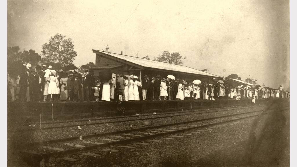 Wingham Railway Station on openng day 1913 - Manning Valley Historical Society photo.