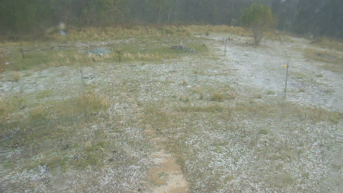 A carpet of hail at Killawarra. Photo submitted by Karl Schoelpple. 