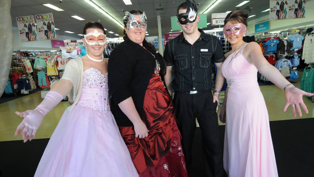Jade Parker, Kelly Browbrick, Tim Bendeich and Lisa Ferrin were having a ball at Best and Less on Crazy Day.