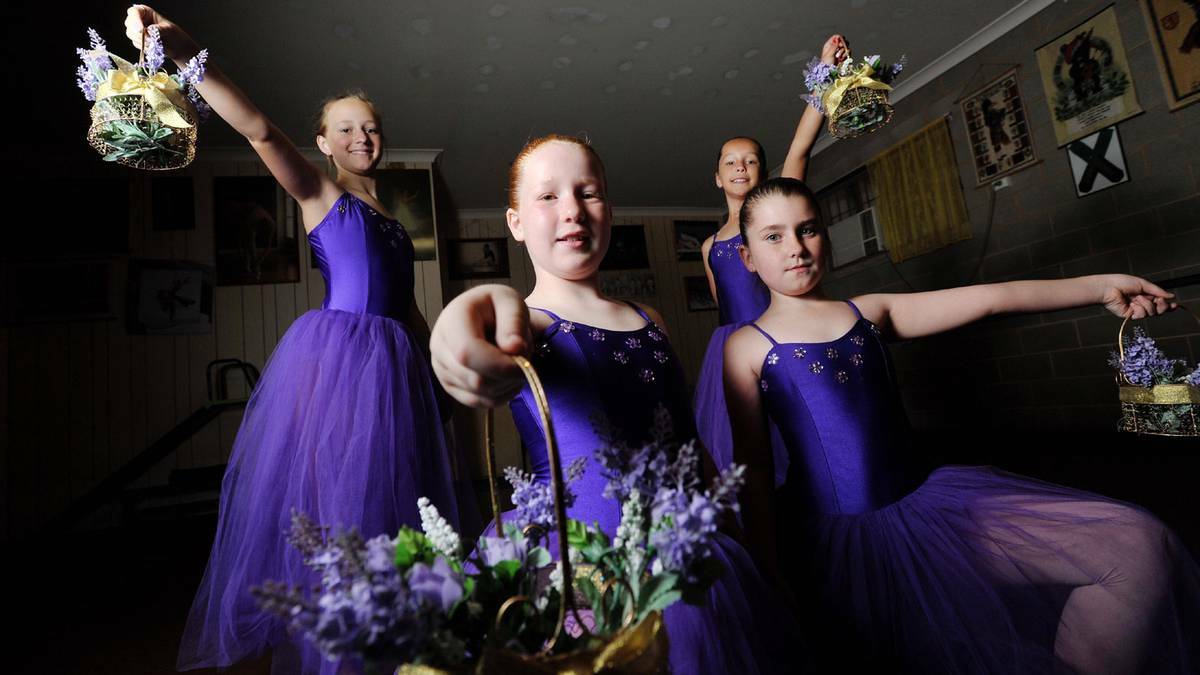 WAGGA WAGGA: Preparing for the School of Dance 46th Annual Concert is the 'we'll gather lilacs' ballet group featuring (back) Alyssa Charlton, 11, Makenzie Madigan, 9, (front) Georgia Upton, 9, and Charlie Pertzel, 8. Picture: Alastair Brook