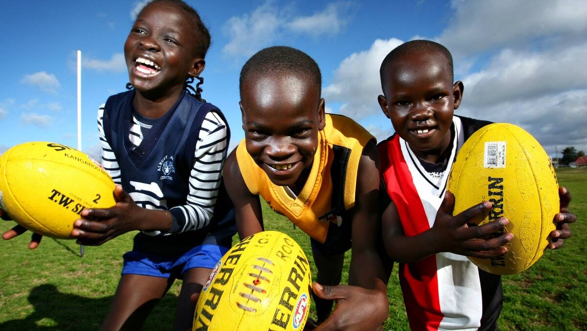 Noah Nyombe, Taban Adam and Baiki Emilio are Sudanese refugees who have settled in Albury-Wodonga, on the Victorian-NSW border.