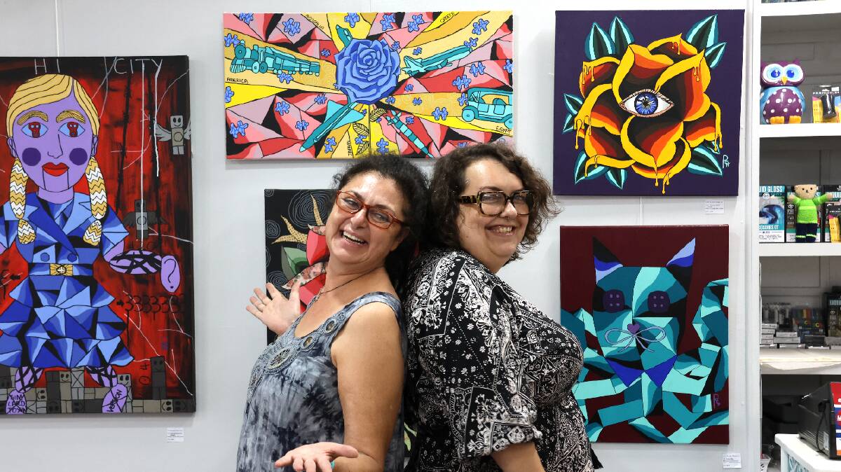 Gallery owner, Nadia Zarb with local artist, Rochelle Humphries. Picture by Rick Kernick.