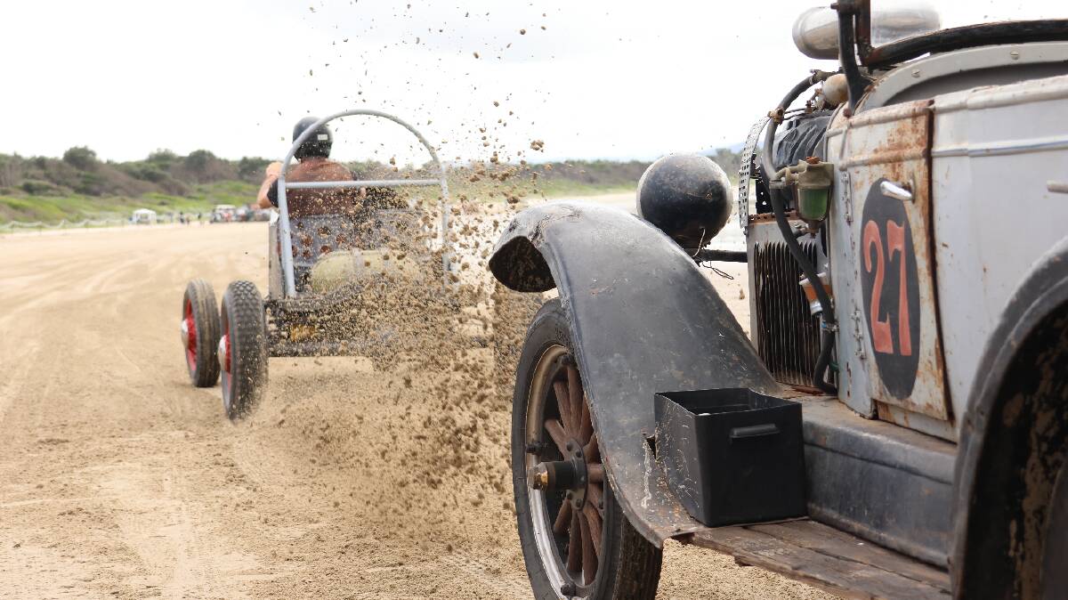RattleTrap saw motoring action aplenty on the sands at Crowdy Head on Saturday May 4. Picture by Rick Kernick.