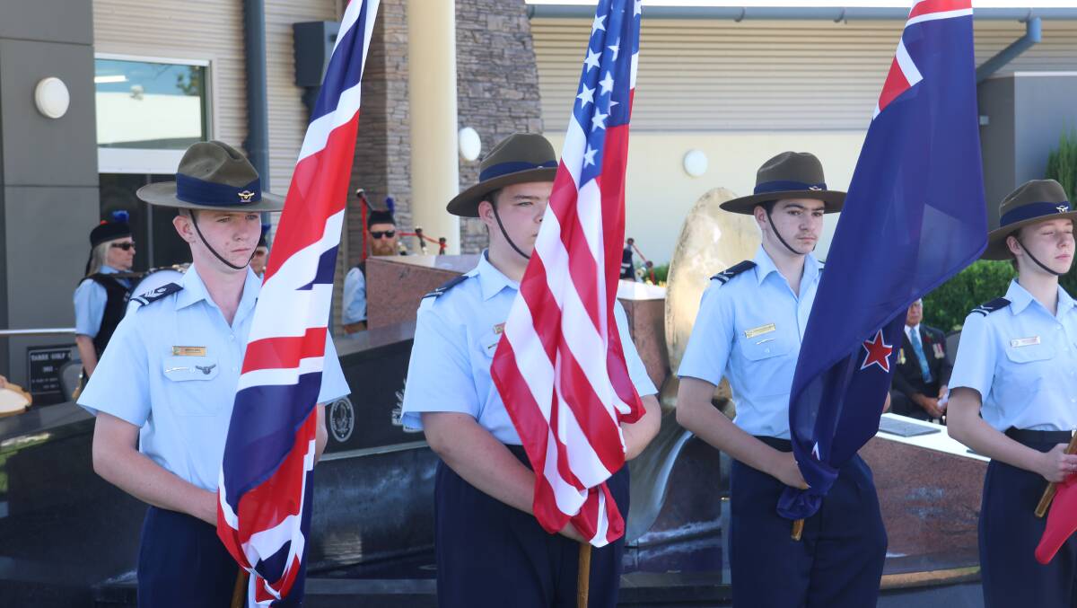 317 Squadron Australian Air Force Cadets during the 2023 Remembrance Day service held at Club Taree. Picture by Rick Kernick. 