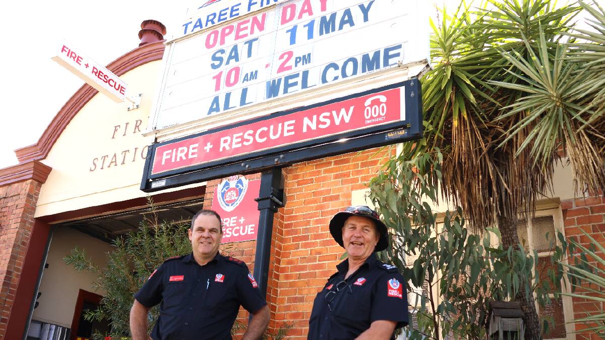 FRNSW Taree captain Anthony Shoesmith and commander Peter Willard. Picture by Rick Kernick. 