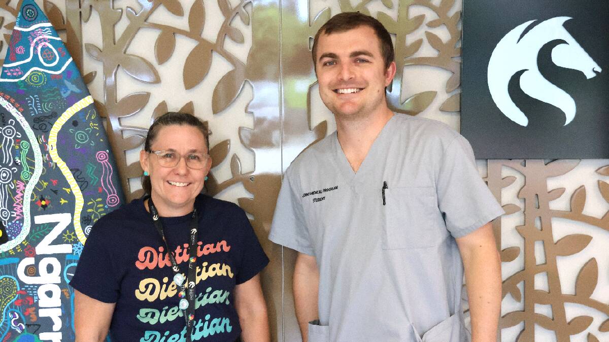 Dr Susan Heaney with fourth year medical student and former Careers Forum visitor, Matthew St Hill. Picture by Rick Kernick. 