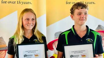 2024 Junior Life Saver of the Year award winners from Crowdy Head SLSC, Calista Elmer and Blake Stewart. Picture supplied.