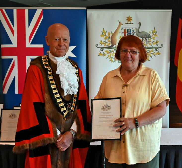 Johanna Van De Vis with Mayor David West at the Citizenship Ceremony in Taree.