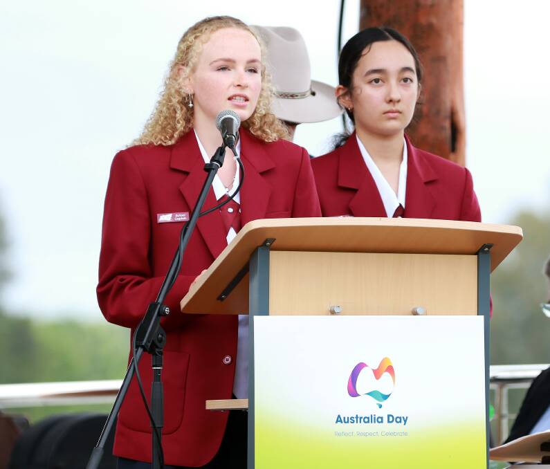 Mid Coast Christian College captains Isabella Coleman and Indianna Day. Photo Scott Calvin.