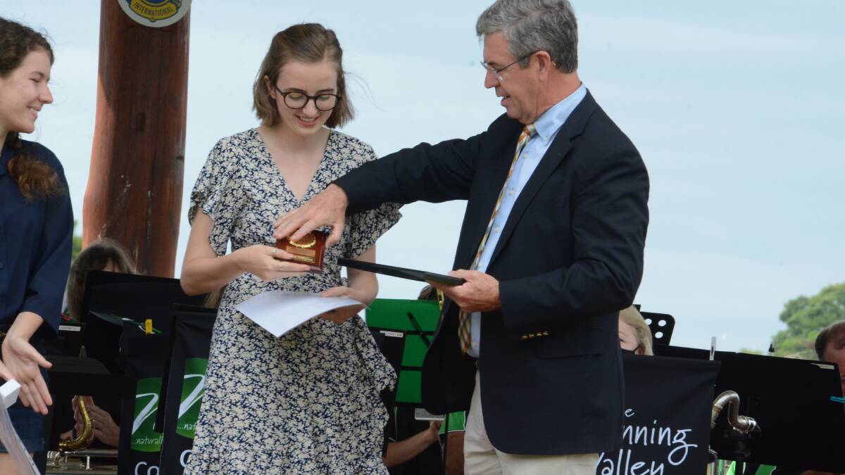 Hailey Trudgeon was presented with the Young Citizen of the Year by Dr David Gillespie at Taree's Australia Day function. Photo Scott Calvin