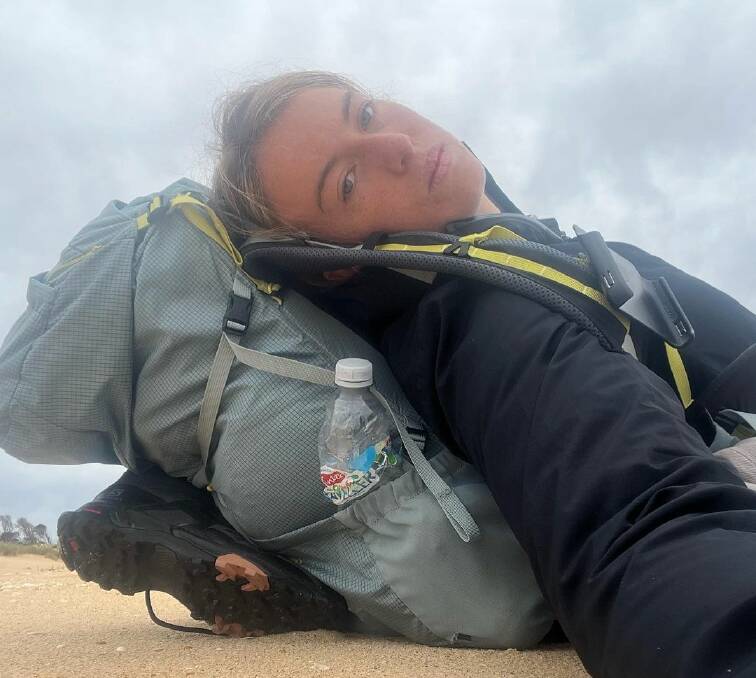Bailey Seamer lying on Ninety Mile Beach struggling with the notion of giving up, but refusing to do so.
Picture: supplied