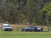 Police have found a vehicle at the centre of this morning's search at Wayne Richards Park in Port Macquarie. Picture by Emily Walker