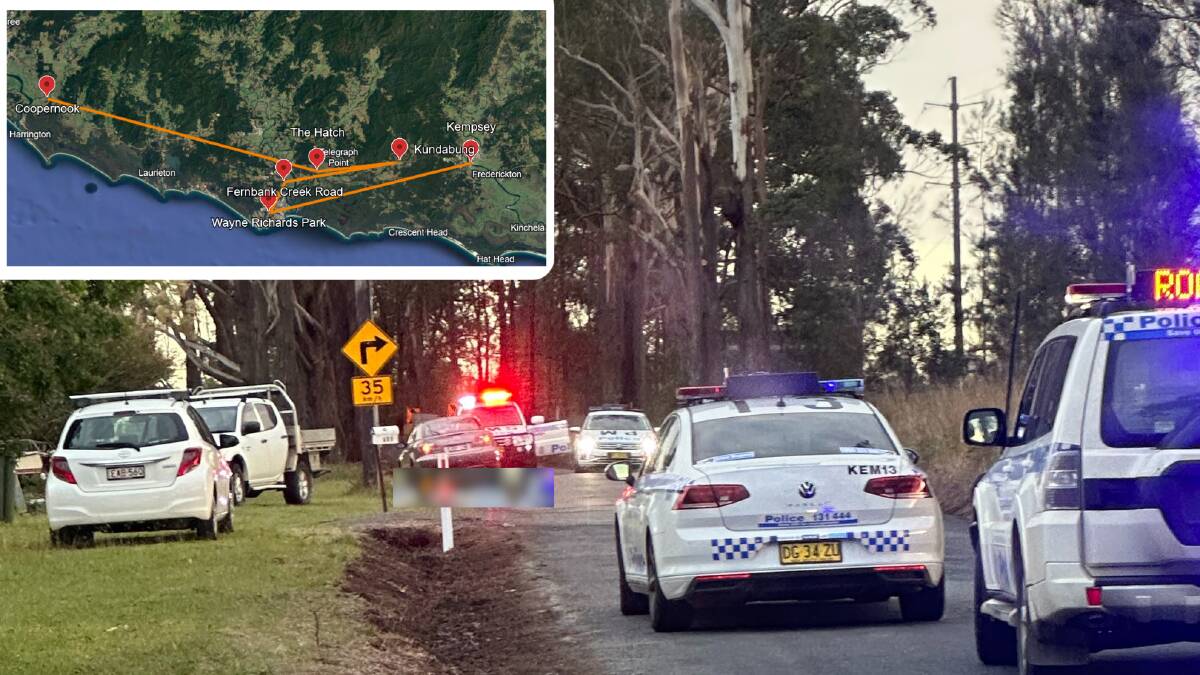 Police at the scene of where a body was found on Fernbank Creek Road. Picture supplied. 