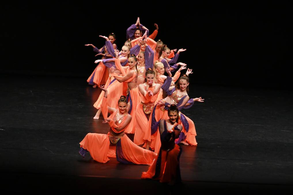Colourful: Allstars Studio from Laurieton received first place in Section 740 Open - Bollywood Dance Groups Open Age. Photo: Scott Calvin/Carl Muxlow.