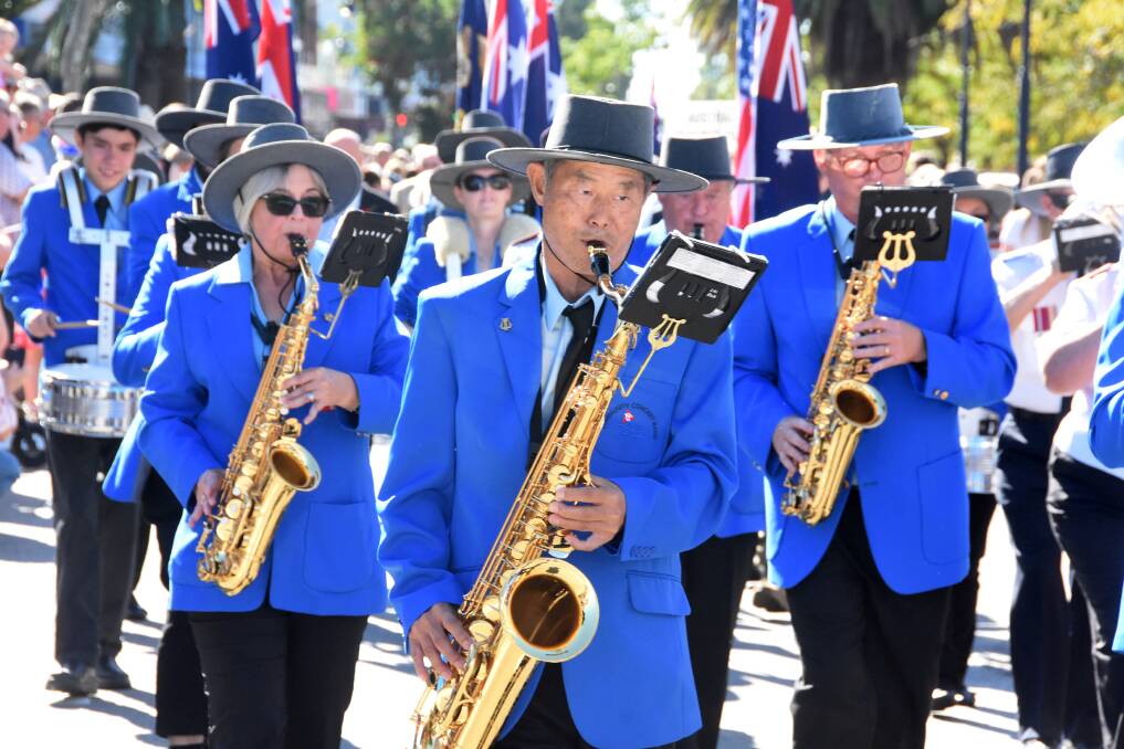 Marching band: The Club Taree Community Concert Band during the Anzac Day parade at Taree this year. Photo: Scott Calvin.